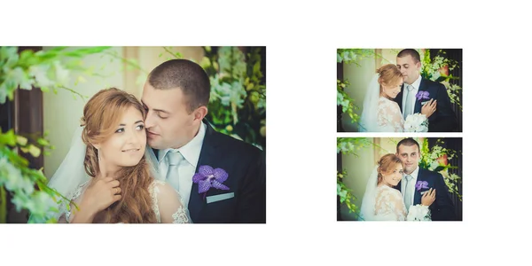 Enkel echtpaar omarmen, bruiloft paar knuffelen, bruid en Gro — Stockfoto