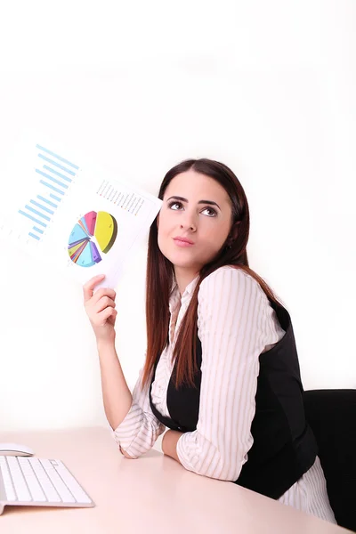 Young business woman is thinking about idea — Stock Photo, Image