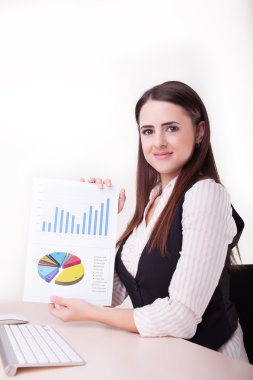 İşkadını gülümseme tutun Pano kağıt rapor belge Fi