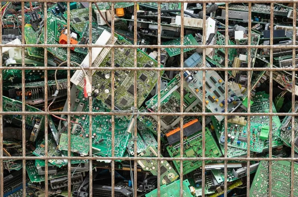 Sucata Sucata Placa Circuito Impresso Resíduos Eletrônicos Para Reciclagem Com Fotografia De Stock