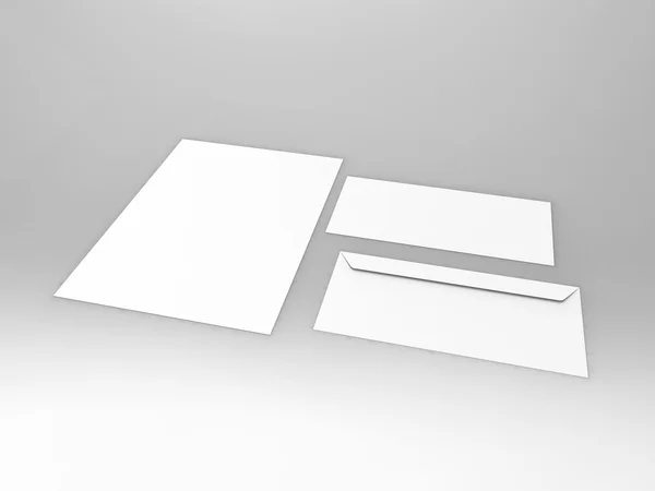 Branding Stationary 3D Render Stationary and Envelope — Stock Photo, Image