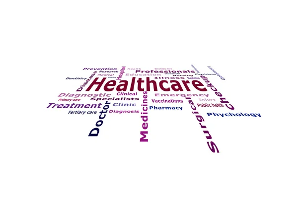 Healthcare keywords on isolated background — Stock Photo, Image