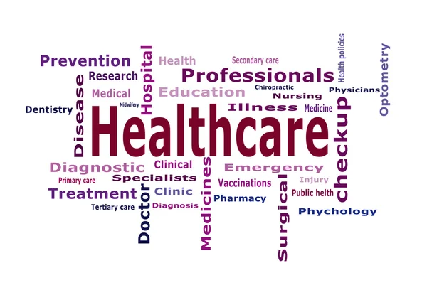 Healthcare keywords on isolated background — Stock Photo, Image