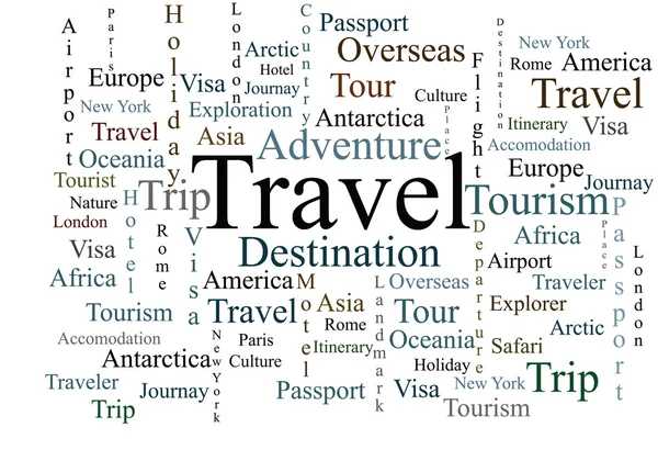 Travel words on isolated background — Stock Vector