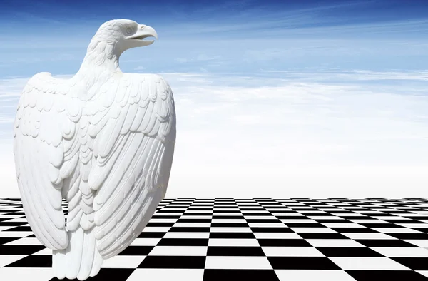 Marble eagle on the black and White floor — Stock Photo, Image