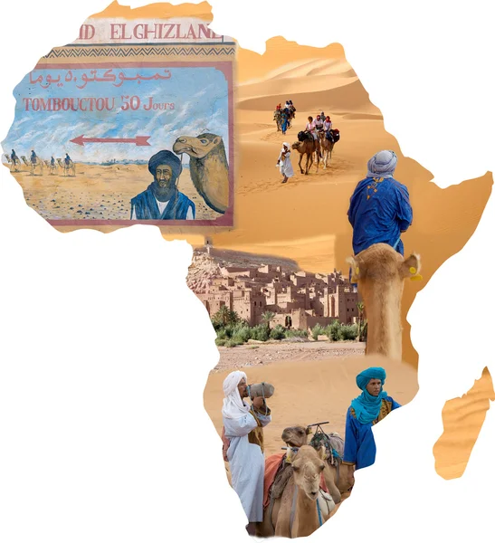 非洲地图和沙漠 — 图库照片
