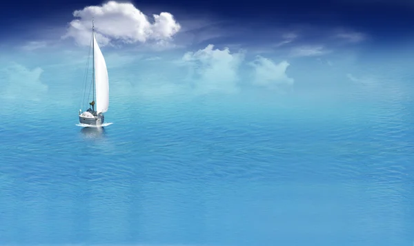 Mavi denizde yelkenli tekne — Stok fotoğraf