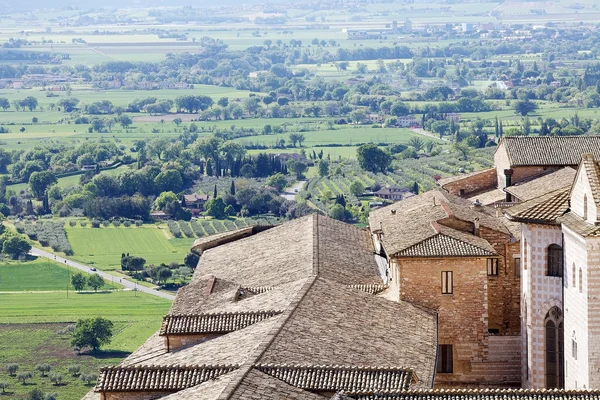 Panoráma a síkság, Assisi, Olaszország — Stock Fotó