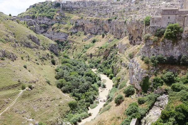 Los Sassi Matera Gravina River Canyon Matera Italia Los Sassi — Foto de Stock