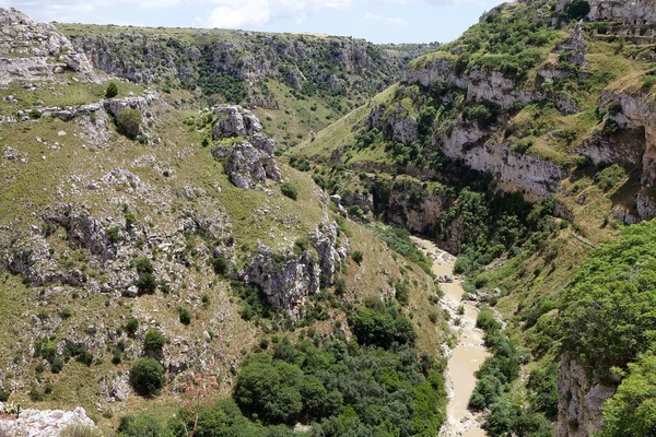 Schlucht Fluss Gravina Matera Der Basilikata Liegt Italien Die Italienische — Stockfoto