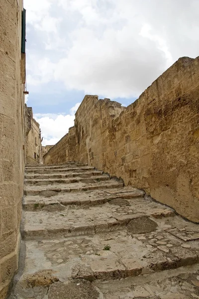 Längs Gatan Vid Sassi Matera Matera Italien Sassi Matera Två — Stockfoto