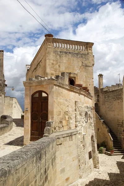 Utcán Matera Sassinál Olaszországi Materában Matera Sassi Két Kerülete Sasso — Stock Fotó