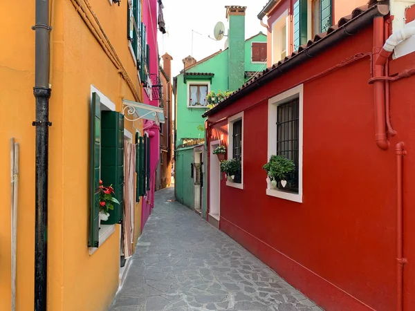 Casas Colores Brillantes Burano Isla Laguna Veneciana Norte Italia Venecia — Foto de Stock