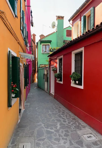 Casas Colores Brillantes Burano Isla Laguna Veneciana Norte Italia Venecia — Foto de Stock