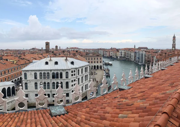Venedik Teki Büyük Kanal Boyunca Binalar Tekneler Talya Nın Kuzeydoğusunda — Stok fotoğraf