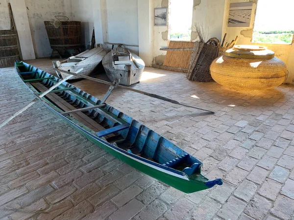 Traditional Boat Old Fishing Station Valli Comacchio Fish Basin Comacchio — Stock Photo, Image