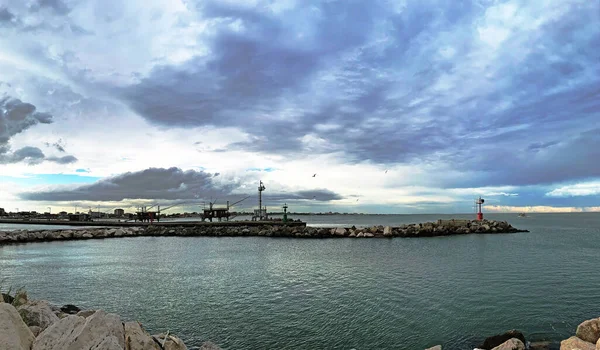 Porto Garibaldi Coucher Soleil Côte Emilie Romagne Italie Est Port — Photo