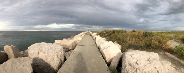 Molo Lido Degli Estensi Jednom Sedmi Lid Comacchio Pobřeží Emilia — Stock fotografie