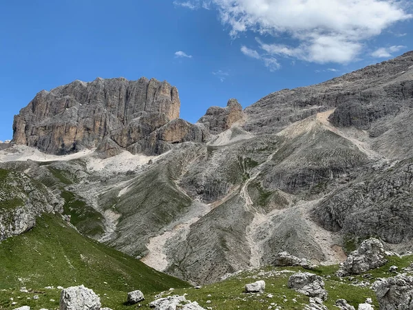 Rosengarten Csoport Dolomitokban Dolomitok Hegyvonulat Északkelet Olaszországban Ezek Részét Képezik — Stock Fotó