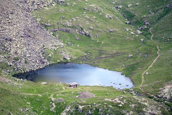 Lago Lusia Paisagem Das Dolomitas Dolomitas São Uma Cordilheira Nordeste — Fotografia de Stock