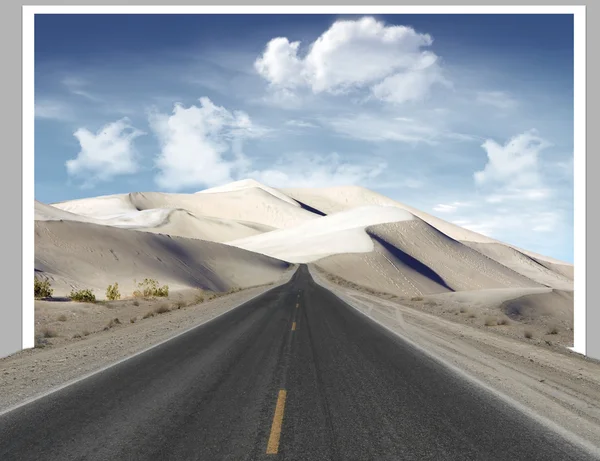 Weg naar de woestijn duinen — Stockfoto