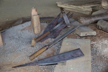 Tools in a traditional forge Myanmar