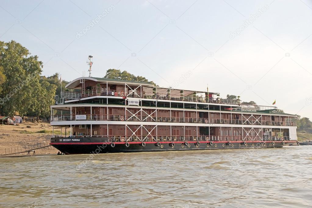 Cruise ship on the Irrawaddy river in Bagan, Myanmar
