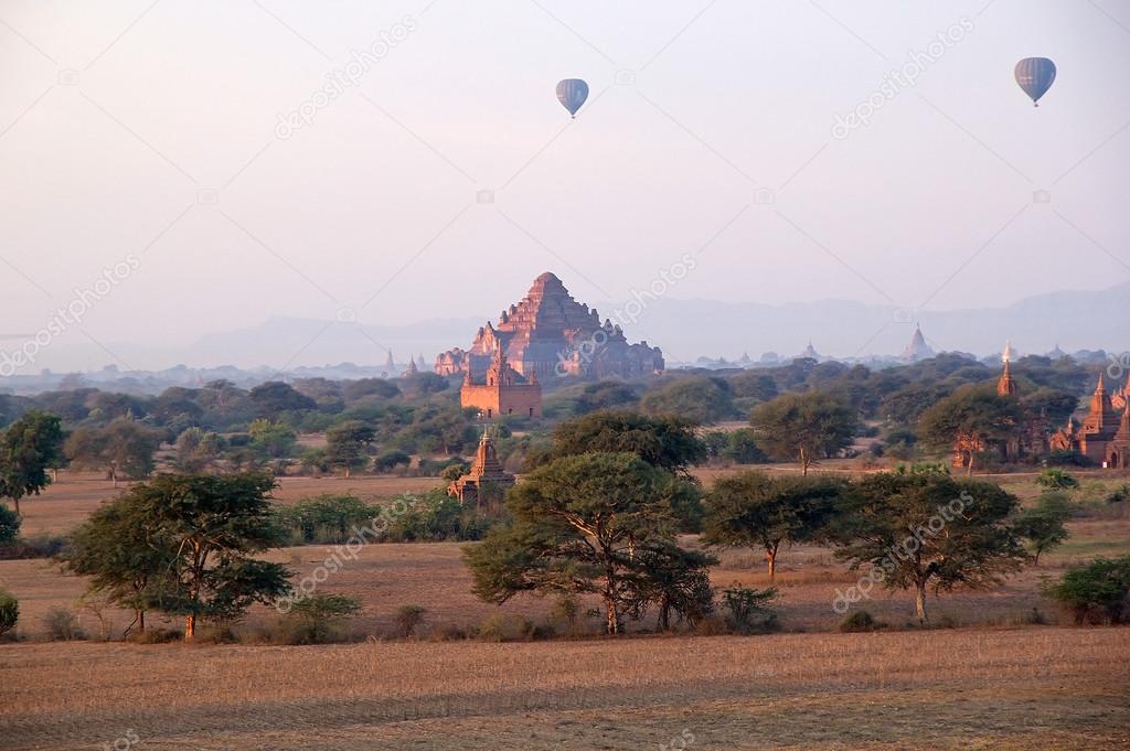 Hot air balloons over the ruins of Bagan, Myanmar