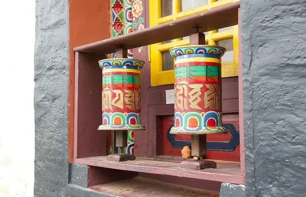 Prayer wheels at the Pemayangtse Monastery, Sikkim, India — Stok fotoğraf