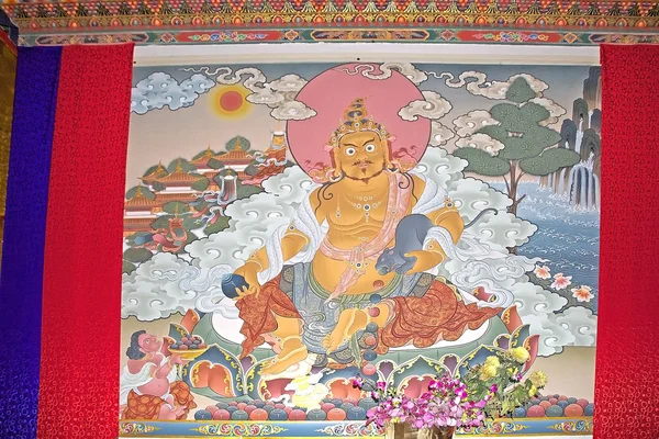 Pittura murale buddista tibetana, Thimphu, Bhutan — Foto Stock