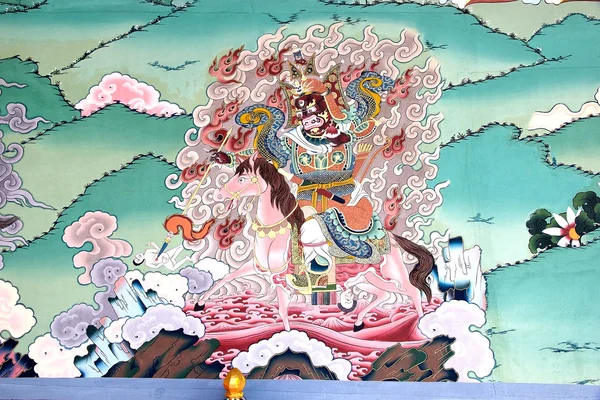 Mural painting at the Trashi Chhoe Dzong, Thimphu, Bhutan — Stock Photo, Image
