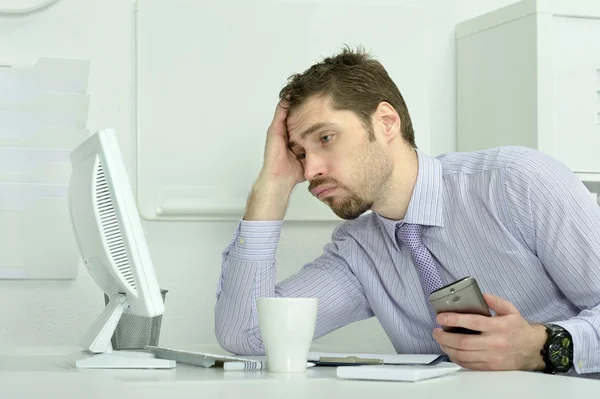 Elegant businessman with computer — Stock Photo, Image