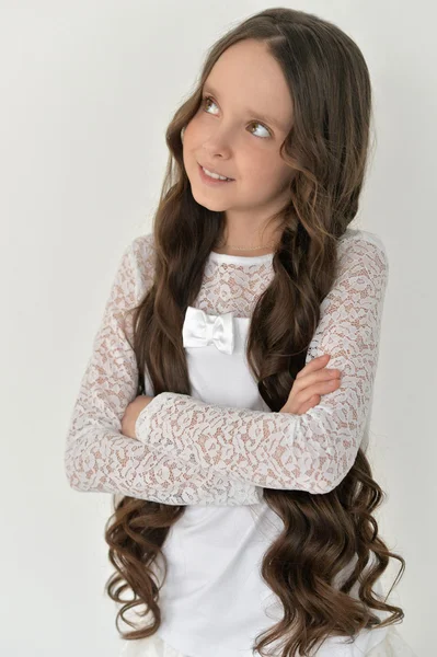 Beautiful little girl with long hair — Stock Photo, Image