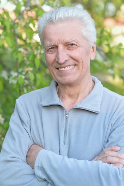 Elderly man on a walk — Stock Photo, Image