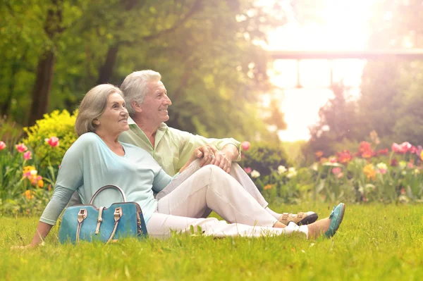 Mature couple   in summer park — Stock Photo, Image