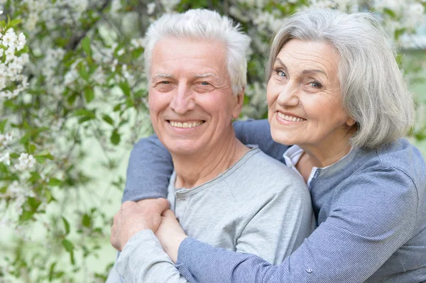 Couple d'âge mûr dans le parc de printemps — Photo