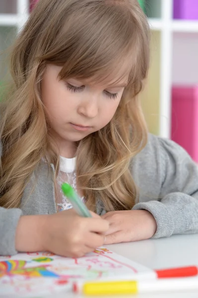 Little student girl at art class — Stock Photo, Image