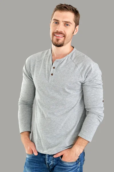 Man in a casual style posing — Stock Photo, Image