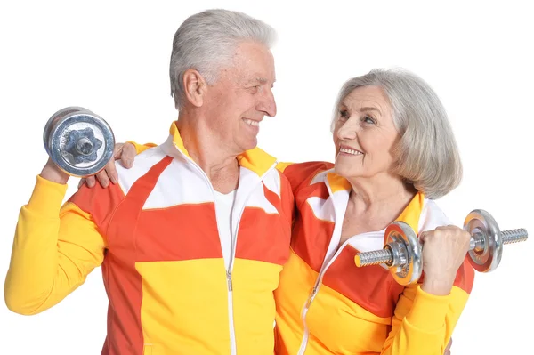 Portrait d'un couple de personnes âgées faisant de l'exercice — Photo