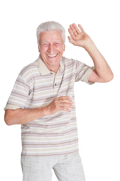 Senior lycklig i skjorta — Stockfoto