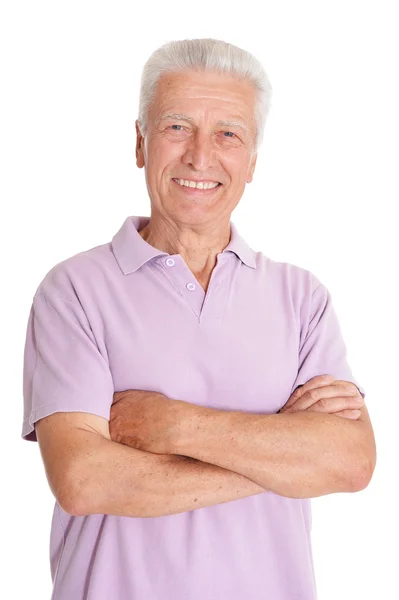 Homem sênior feliz na camisa — Fotografia de Stock