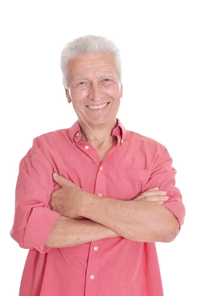 Homem sênior feliz na camisa — Fotografia de Stock