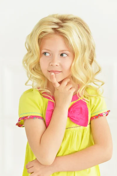 Girl posing in bright dress — Stock Photo, Image