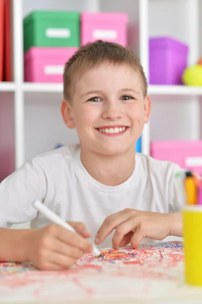 Schattige kleine jongen tekening — Stockfoto