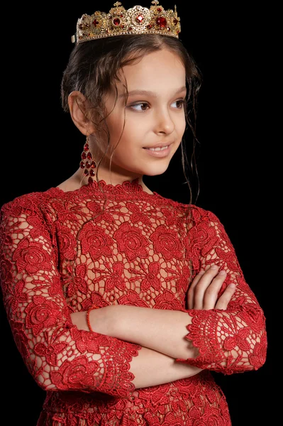 Hermosa niña en vestido rojo —  Fotos de Stock