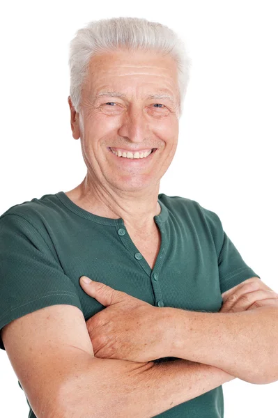 Homem sênior feliz na camisa — Fotografia de Stock