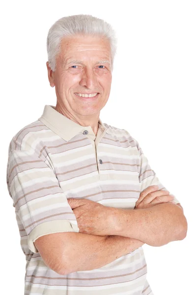 Happy senior man in shirt Stock Picture