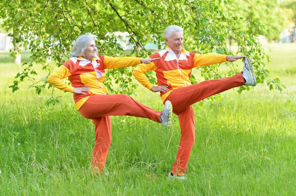 Fittes Senioren-Paar beim Training — Stockfoto