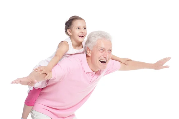 Пожилой мужчина с симпатичной внучкой — стоковое фото