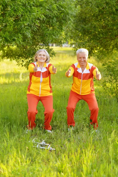 Fittes Senioren-Paar beim Training — Stockfoto